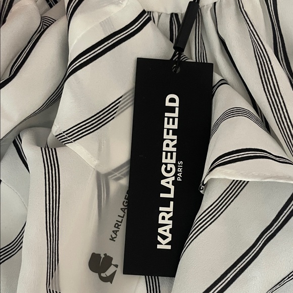 Karl Lagerfeld Paris White & Black Striped Ruffle Blouse – NWT, XL - Picture 7 of 7